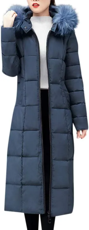 SHOPESSA Long Down Coats for Women Puffer Jackets with Faux Fur Hood Womens Coats and Jackets Winter Warm Windbreaker