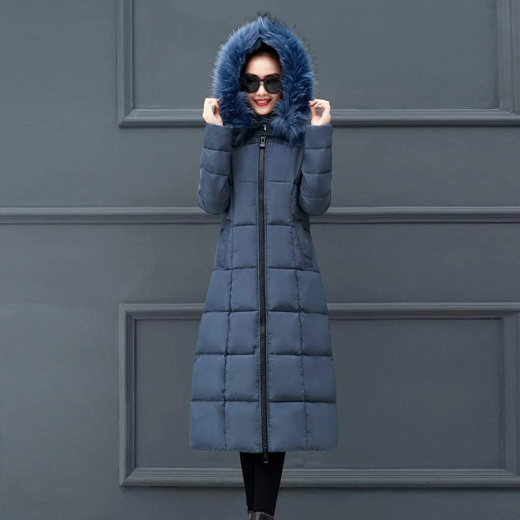 SHOPESSA Long Down Coats for Women Puffer Jackets with Faux Fur Hood Womens Coats and Jackets Winter Warm Windbreaker