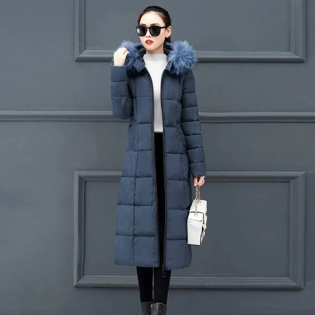 SHOPESSA Long Down Coats for Women Puffer Jackets with Faux Fur Hood Womens Coats and Jackets Winter Warm Windbreaker