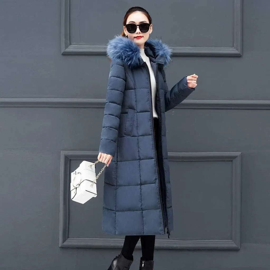 SHOPESSA Long Down Coats for Women Puffer Jackets with Faux Fur Hood Womens Coats and Jackets Winter Warm Windbreaker