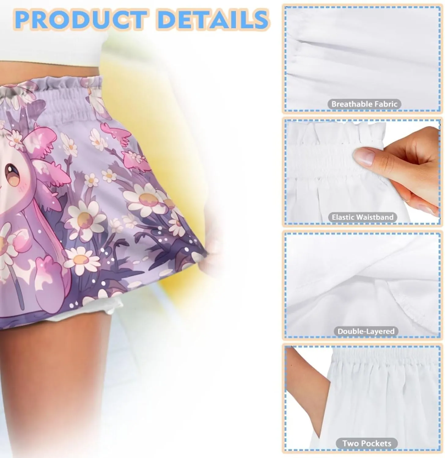 Shorts for Girls 3-16Y Athletic Shorts Summer High Waist Running Shorts Soft Dance Yoga Shorts with Pockets