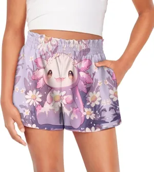 Shorts for Girls 3-16Y Athletic Shorts Summer High Waist Running Shorts Soft Dance Yoga Shorts with Pockets