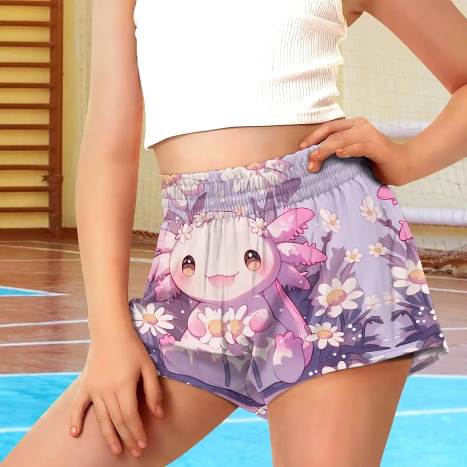 Shorts for Girls 3-16Y Athletic Shorts Summer High Waist Running Shorts Soft Dance Yoga Shorts with Pockets