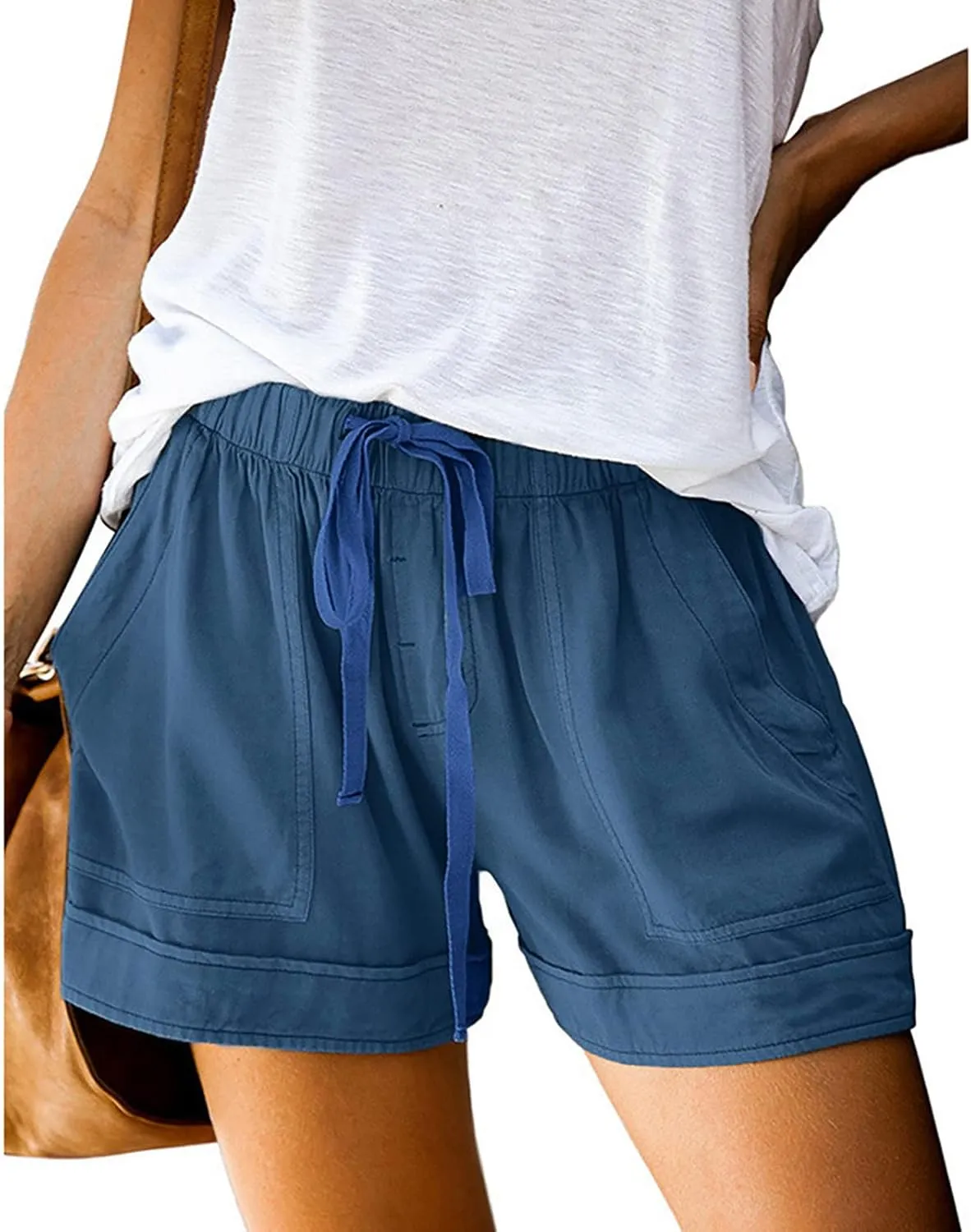 Shorts for Women Trendy Elastic High Waist Drawstring Casual Summer Shorts with Pocket Plus Size Lounge Shorts