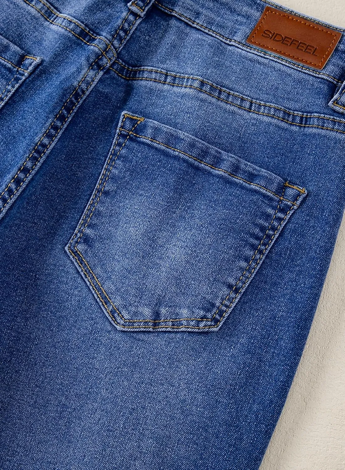 Sidefeel Women's High Waist Zimbaplatinum Jeans Stretch Skinny Slims Ankle Bootcut Jeans with Pockets
