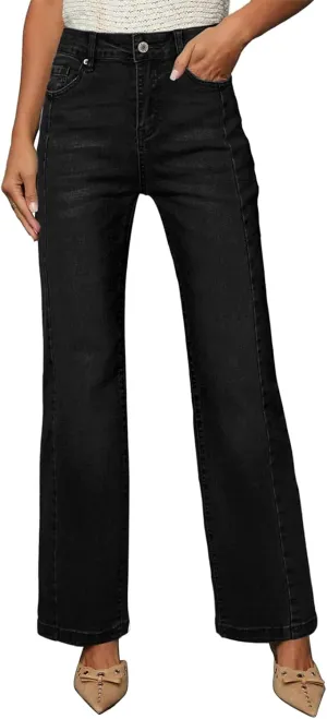 Sidefeel Women's High Waist Zimbaplatinum Jeans Stretch Skinny Slims Ankle Bootcut Jeans with Pockets
