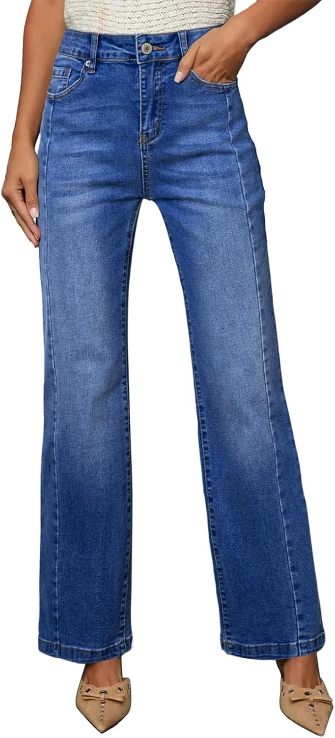 Sidefeel Women's High Waist Zimbaplatinum Jeans Stretch Skinny Slims Ankle Bootcut Jeans with Pockets