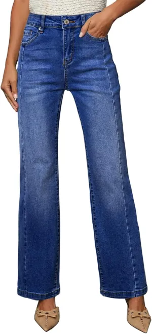 Sidefeel Women's High Waist Zimbaplatinum Jeans Stretch Skinny Slims Ankle Bootcut Jeans with Pockets