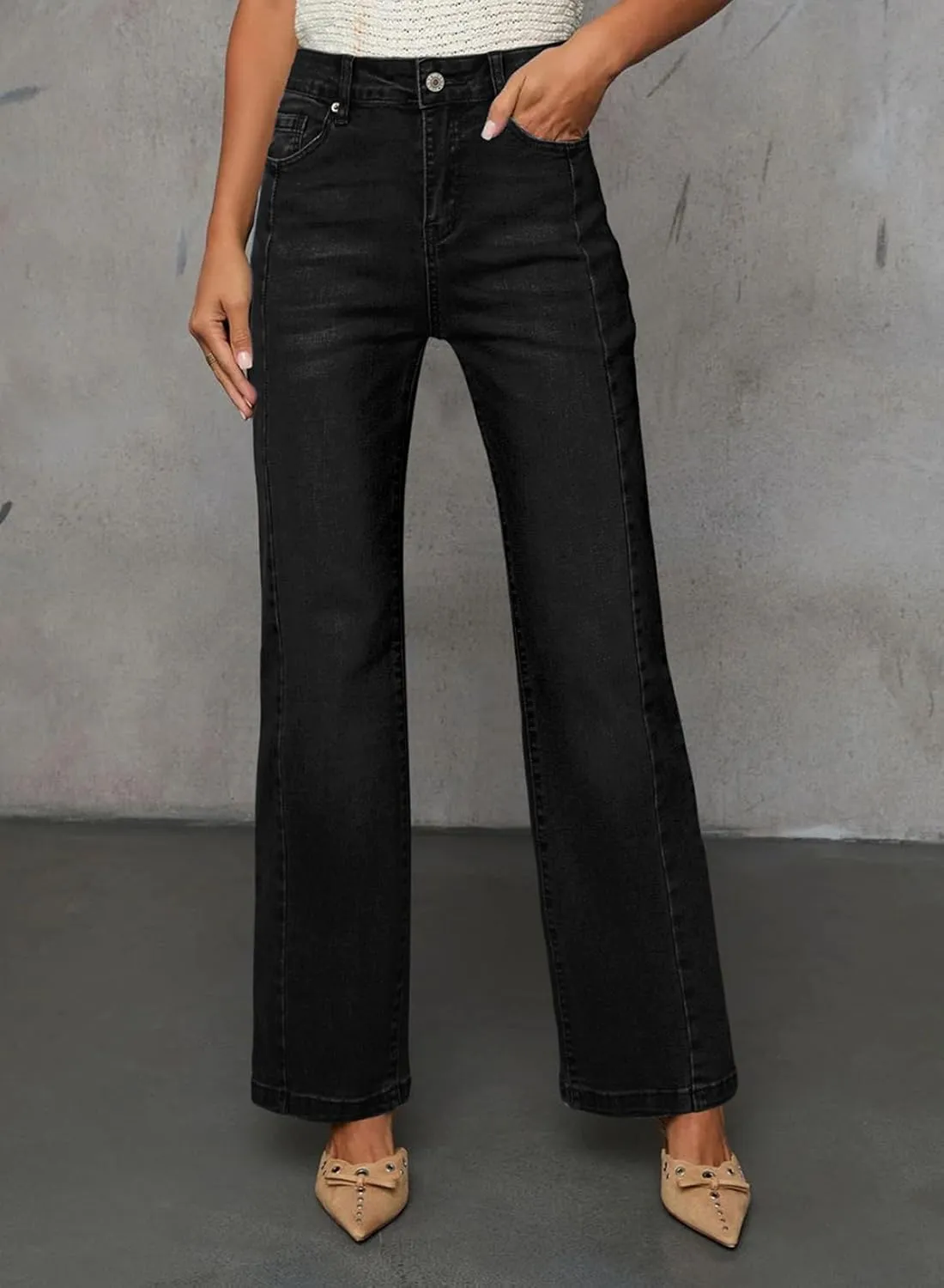 Sidefeel Women's High Waist Zimbaplatinum Jeans Stretch Skinny Slims Ankle Bootcut Jeans with Pockets