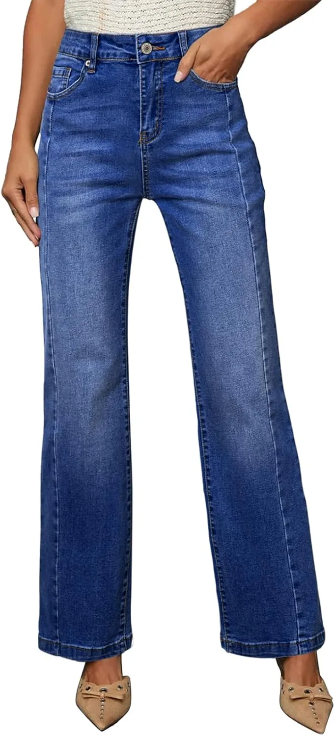 Sidefeel Women's High Waist Zimbaplatinum Jeans Stretch Skinny Slims Ankle Bootcut Jeans with Pockets