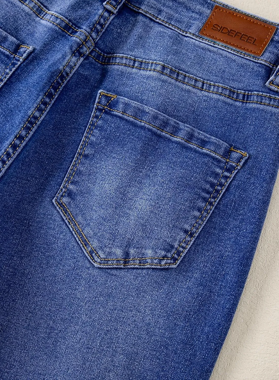Sidefeel Women's High Waist Zimbaplatinum Jeans Stretch Skinny Slims Ankle Bootcut Jeans with Pockets