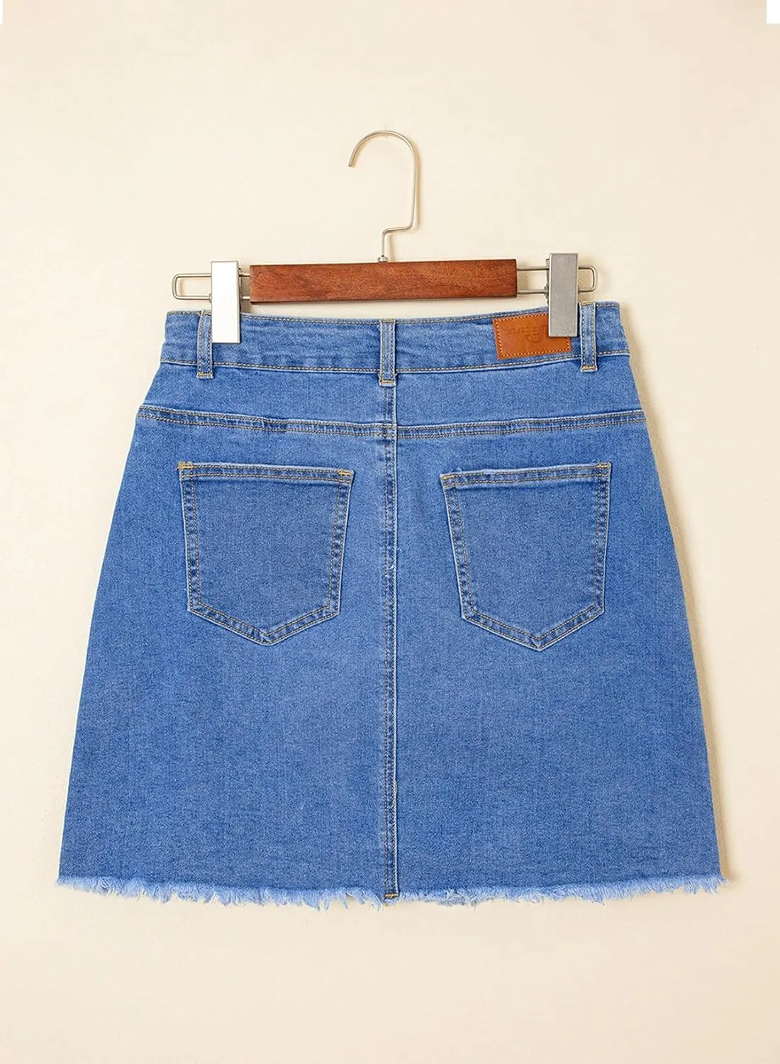 Sidefeel Women's Jean Skirt Stretchy Ripped Frayed Button Fly Zimbaplatinum Summer Denim Skorts Shorts