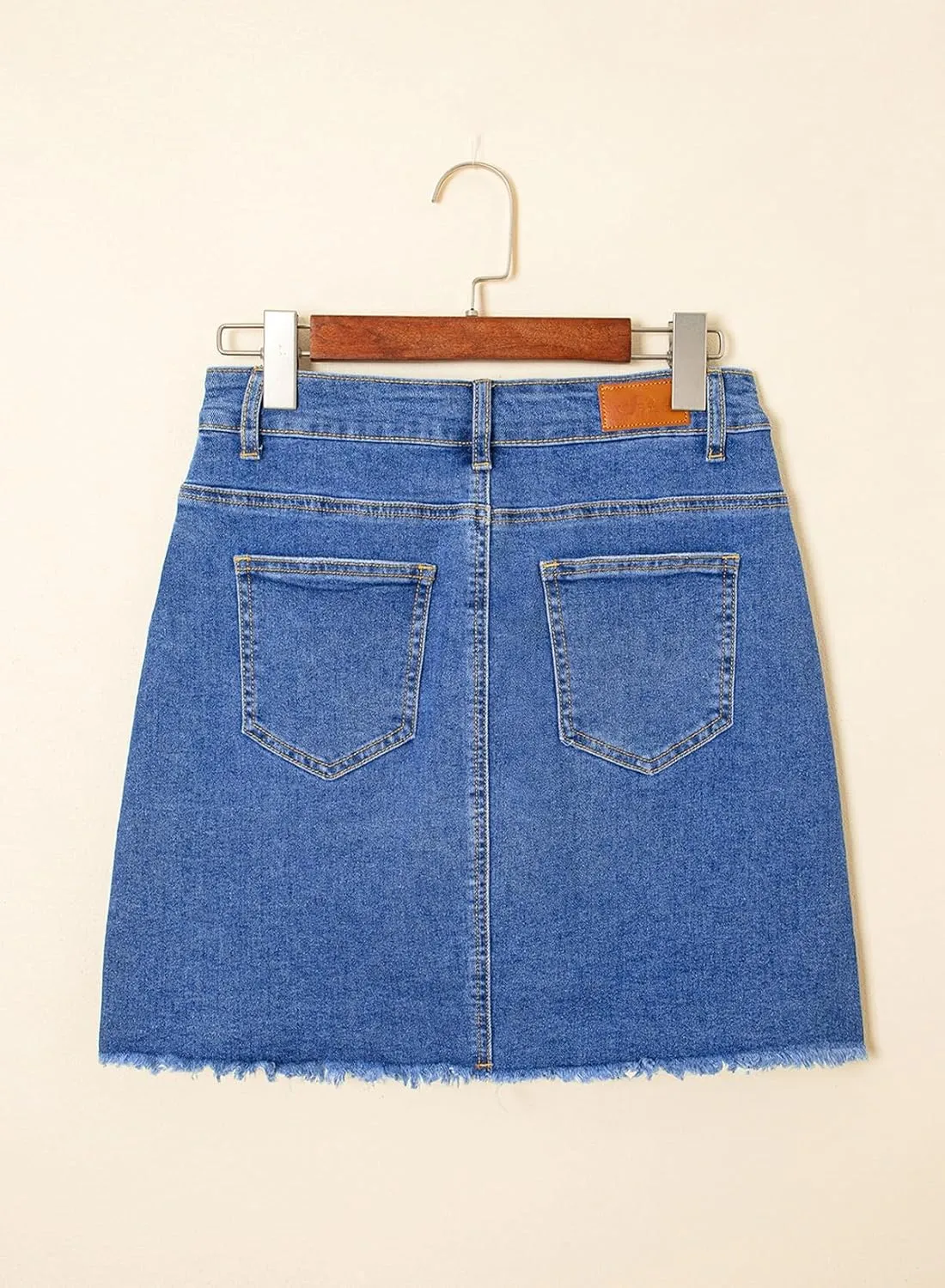 Sidefeel Women's Jean Skirt Stretchy Ripped Frayed Button Fly Zimbaplatinum Summer Denim Skorts Shorts