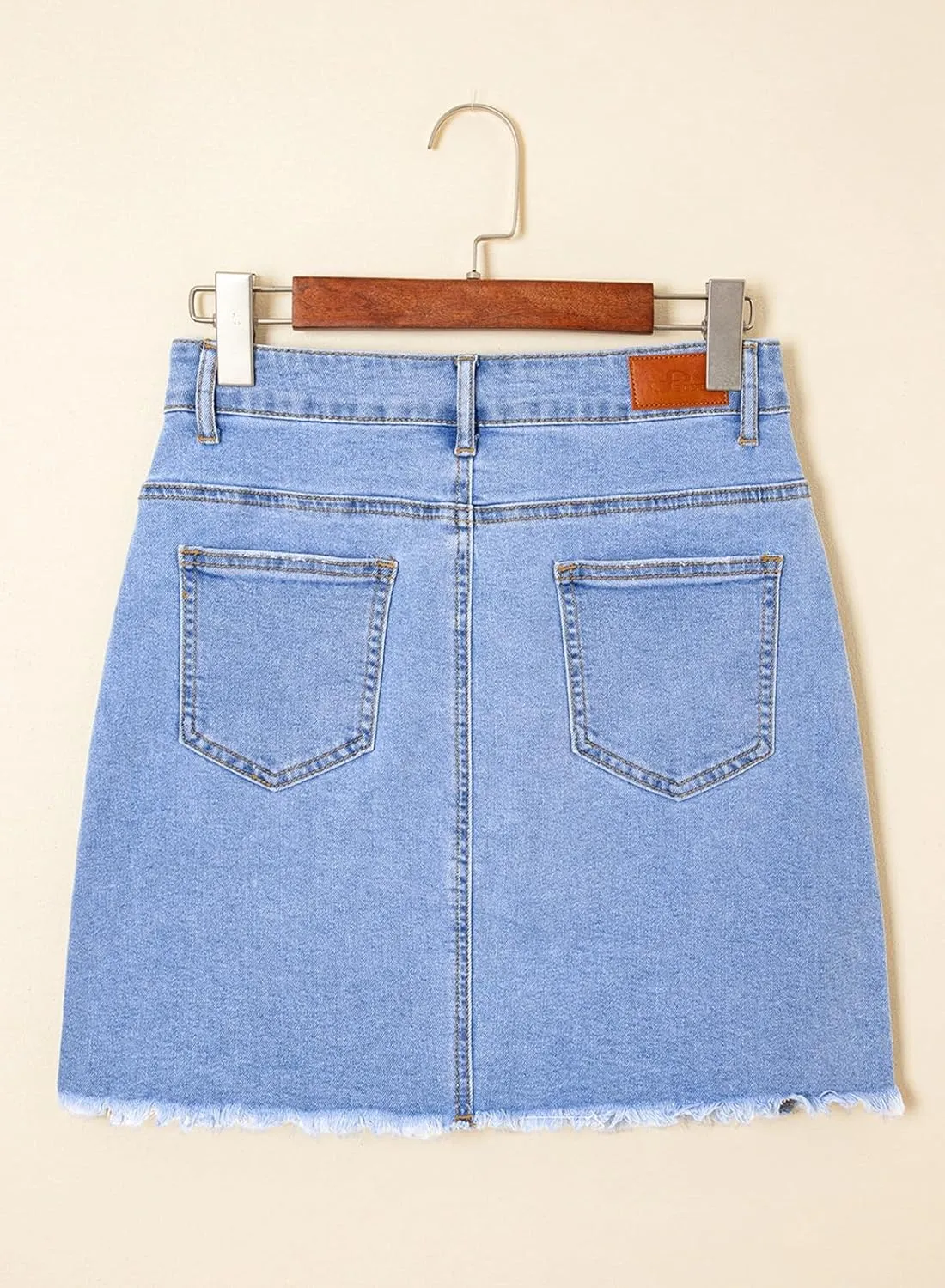 Sidefeel Women's Jean Skirt Stretchy Ripped Frayed Button Fly Zimbaplatinum Summer Denim Skorts Shorts