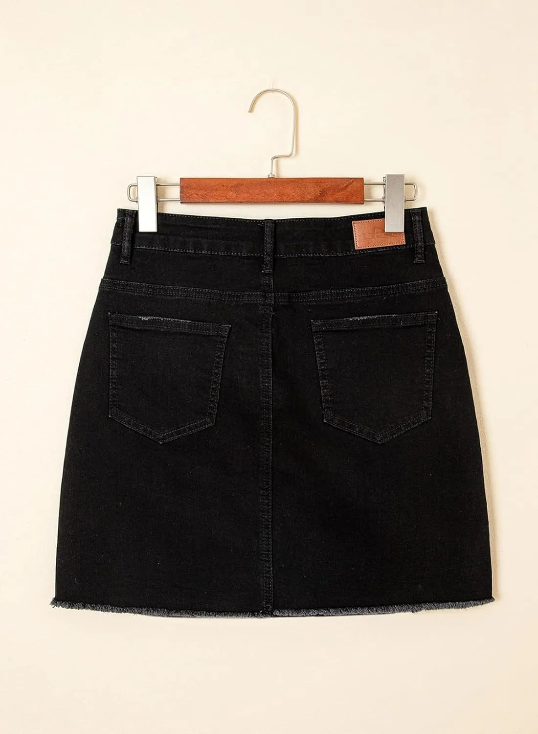 Sidefeel Women's Jean Skirt Stretchy Ripped Frayed Button Fly Zimbaplatinum Summer Denim Skorts Shorts