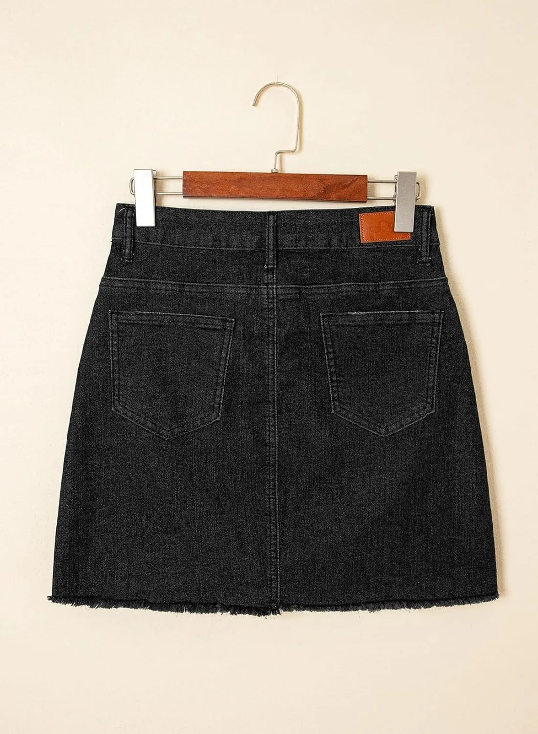 Sidefeel Women's Jean Skirt Stretchy Ripped Frayed Button Fly Zimbaplatinum Summer Denim Skorts Shorts