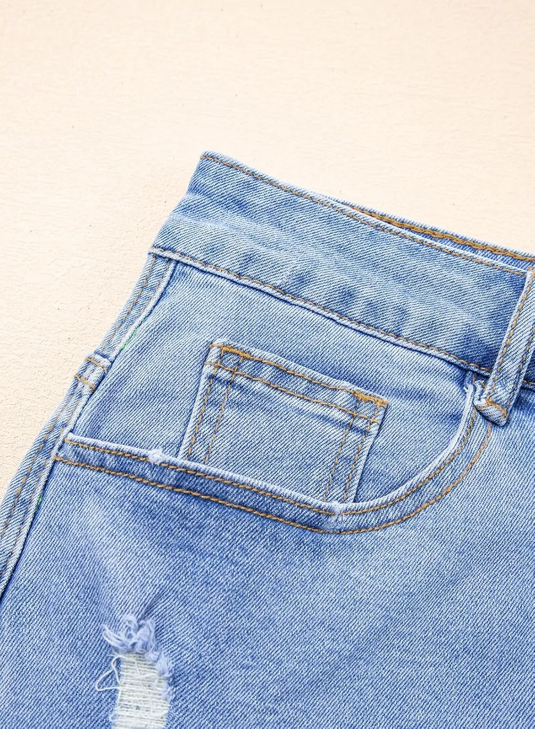 Sidefeel Women's Jean Skirt Stretchy Ripped Frayed Button Fly Zimbaplatinum Summer Denim Skorts Shorts