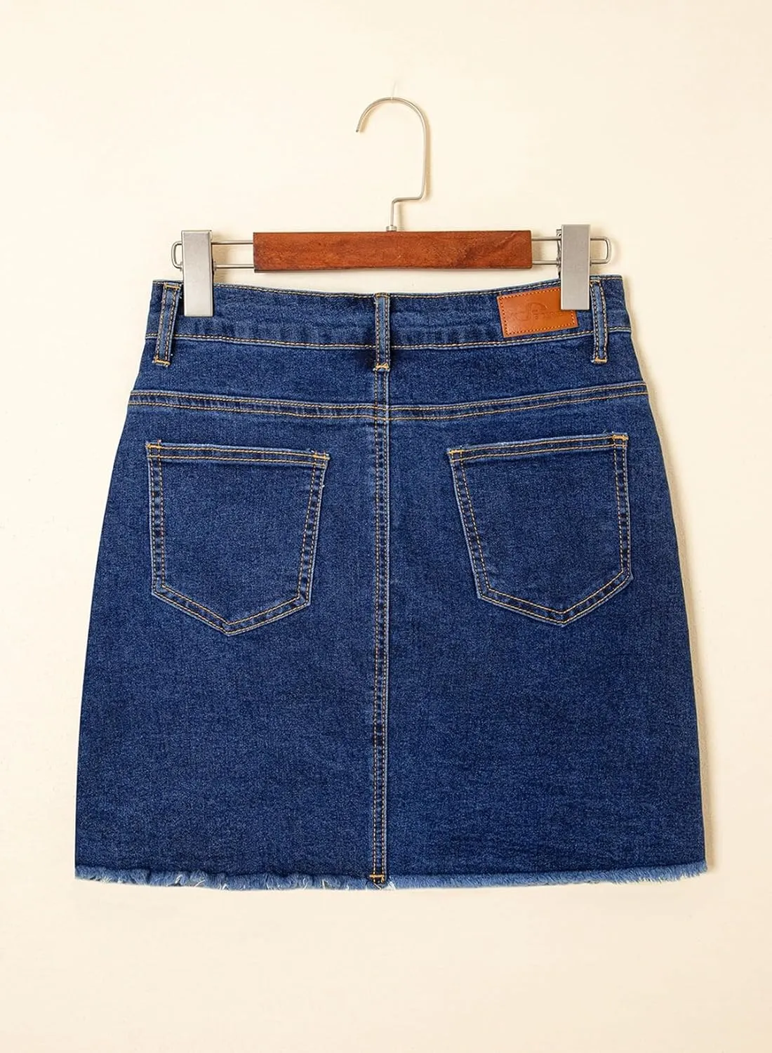 Sidefeel Women's Jean Skirt Stretchy Ripped Frayed Button Fly Zimbaplatinum Summer Denim Skorts Shorts