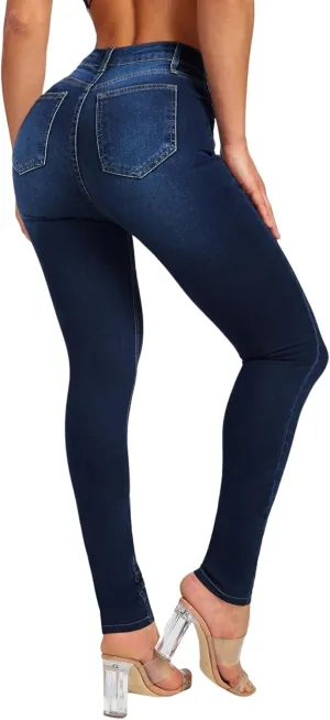 Skinny Jeans for Women High Waisted Butt Lifting Stretchy Curvy Jeans Ripped Slim Fit Denim Pants with Pockets