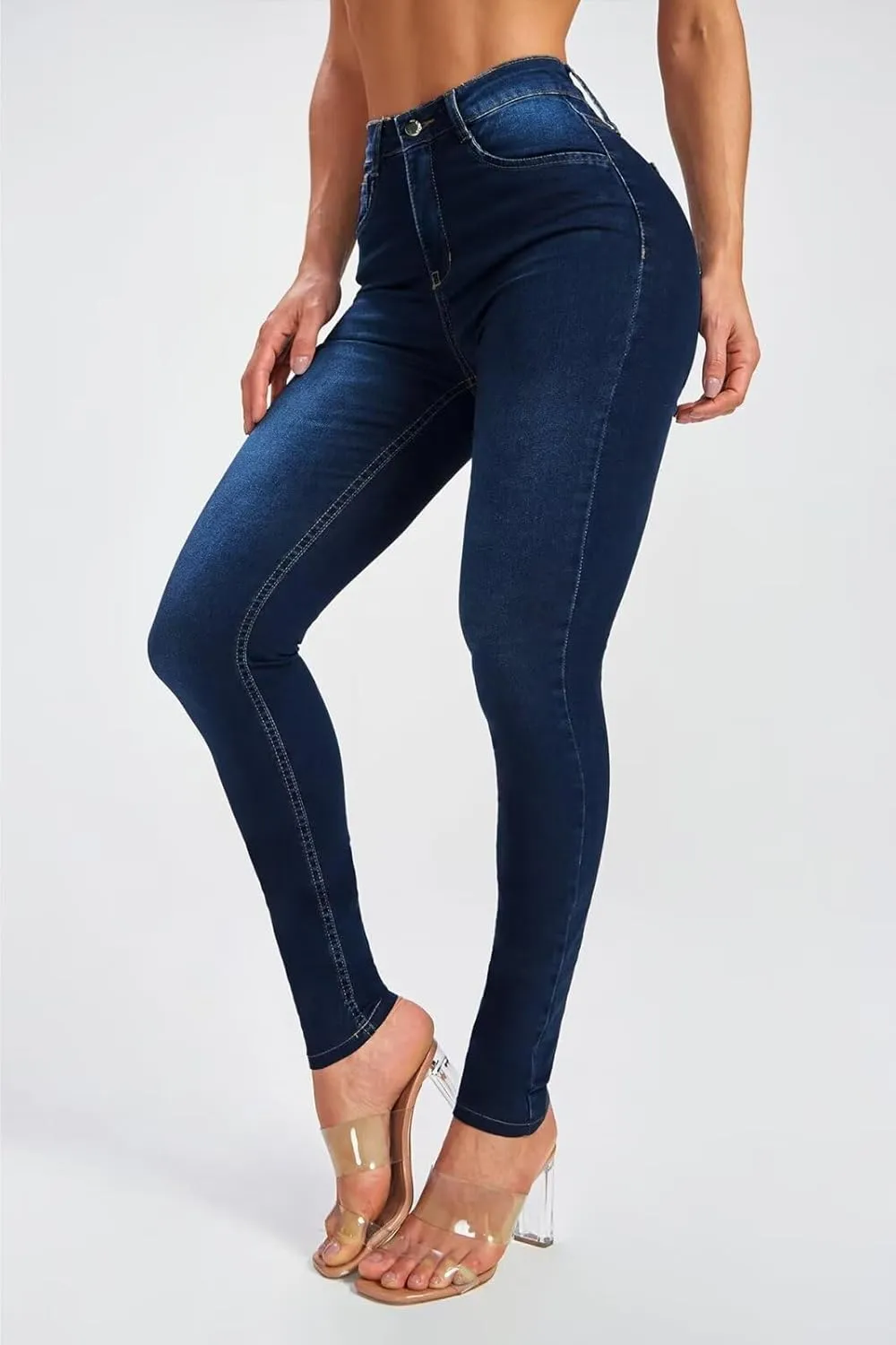 Skinny Jeans for Women High Waisted Butt Lifting Stretchy Curvy Jeans Ripped Slim Fit Denim Pants with Pockets