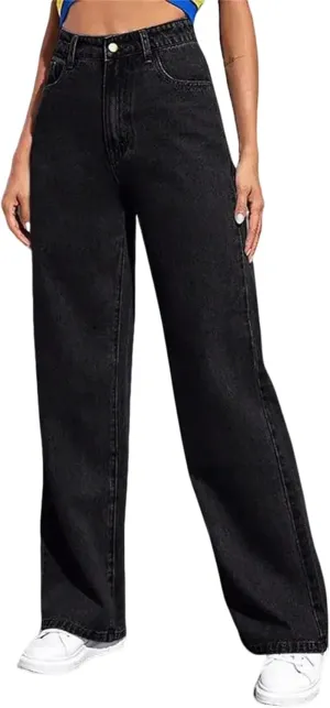 Straight Leg Jeans Women Soft High Waisted Wide Leg Jeans Plus Size Boyfriend Jeans Comfy Denim Pants with Pockets