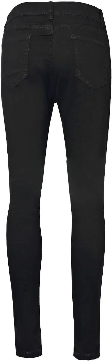 Stretchy Jeans for Women High Waisted Button Denim Leggings Slim Fit Straight Leg Pencil Trousers Casual Skinny Jeans