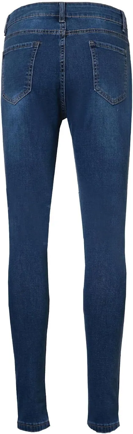 Stretchy Jeans for Women High Waisted Button Denim Leggings Slim Fit Straight Leg Pencil Trousers Casual Skinny Jeans