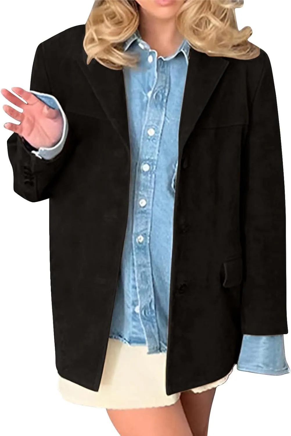 Suede Jackets Womens Y2k Faux Leather Outerwear Jacket Fall Winter Fashion 2025 Trendy Old Money Plus Size Blazers