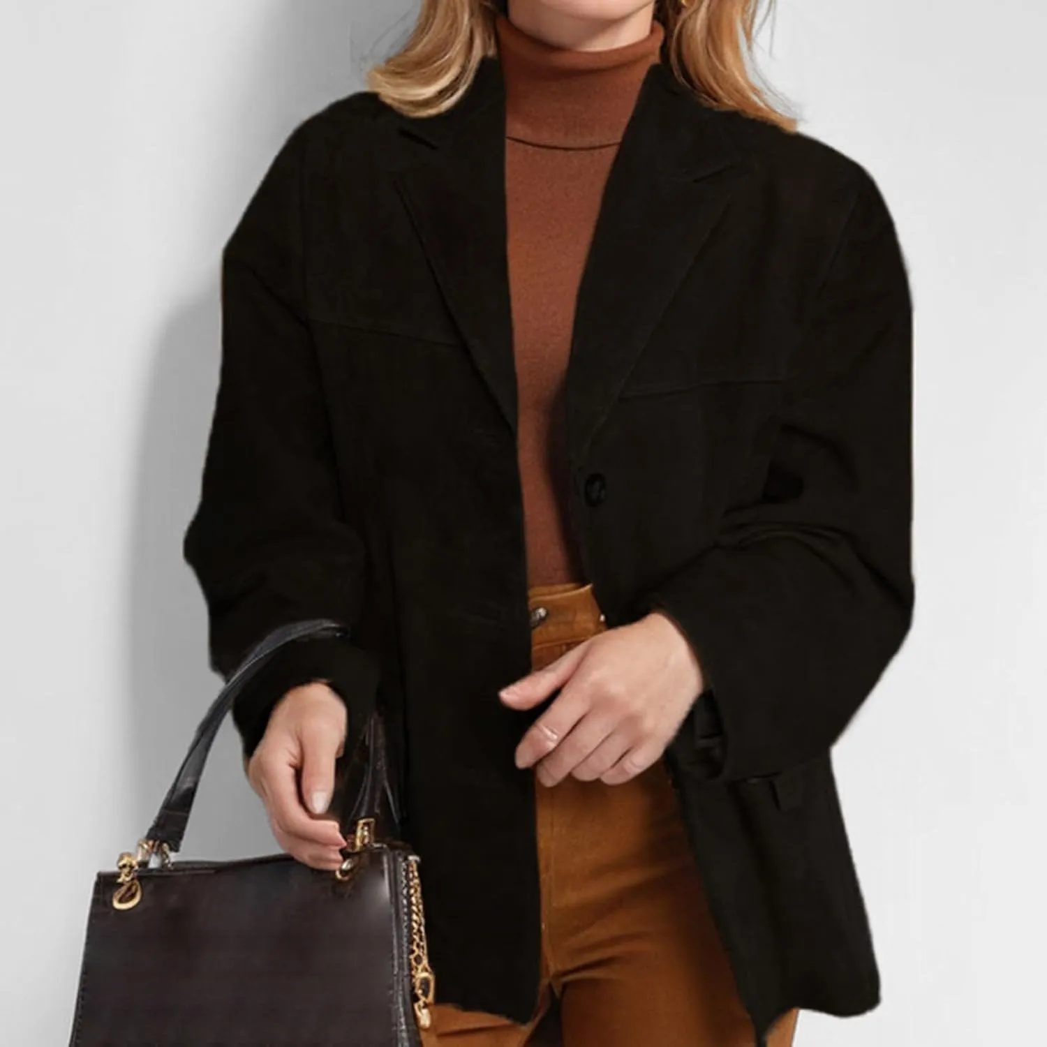 Suede Jackets Womens Y2k Faux Leather Outerwear Jacket Fall Winter Fashion 2025 Trendy Old Money Plus Size Blazers