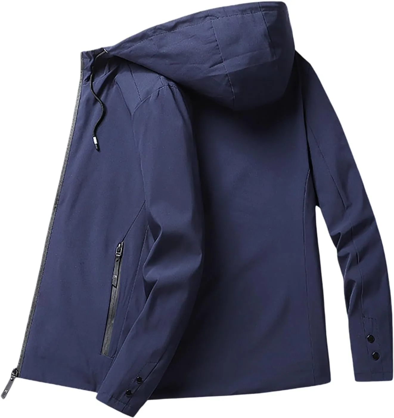 SUWBMHWE Mens Lightweight Hooded Softshell Waterproof Rain Jacket Breathable Raincoat Shell for Outdoor Mountain Hiking
