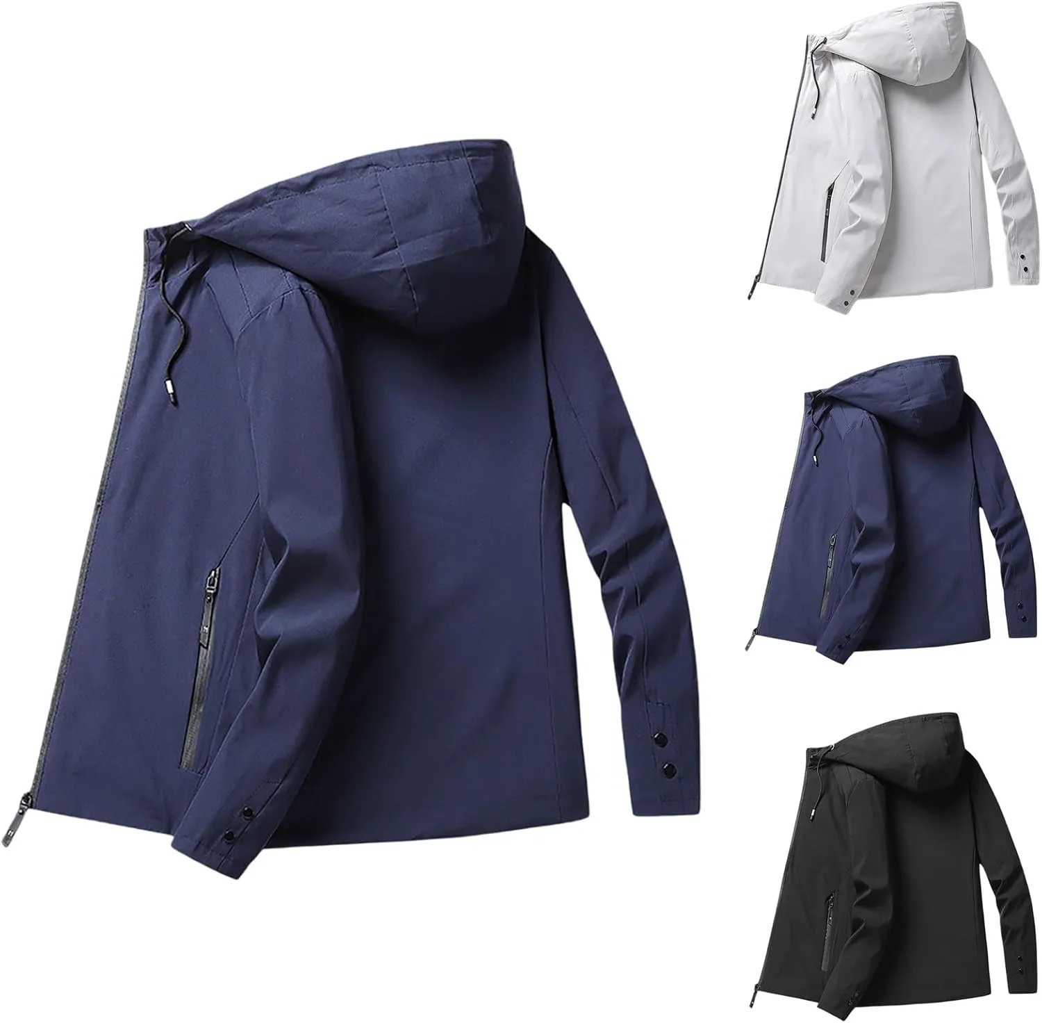SUWBMHWE Mens Lightweight Hooded Softshell Waterproof Rain Jacket Breathable Raincoat Shell for Outdoor Mountain Hiking