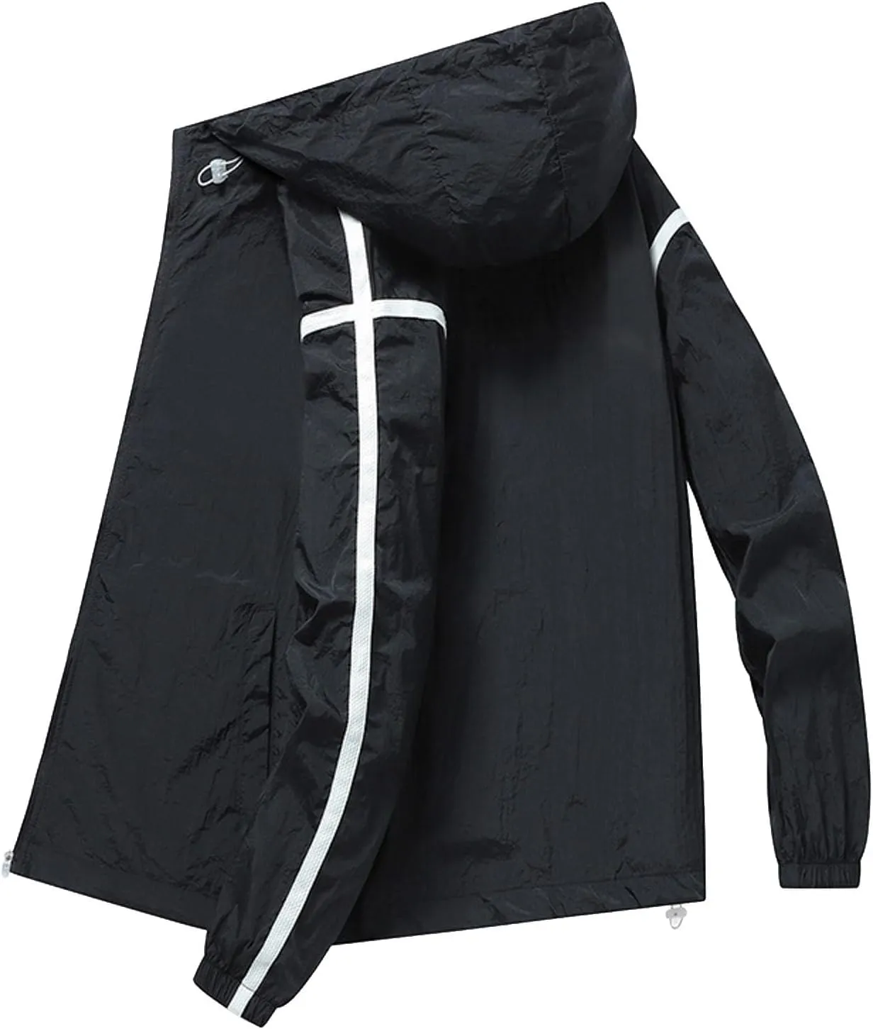 SUWBMHWE Mens Lightweight Hooded Softshell Waterproof Rain Jacket Breathable Raincoat Shell for Outdoor Mountain Hiking