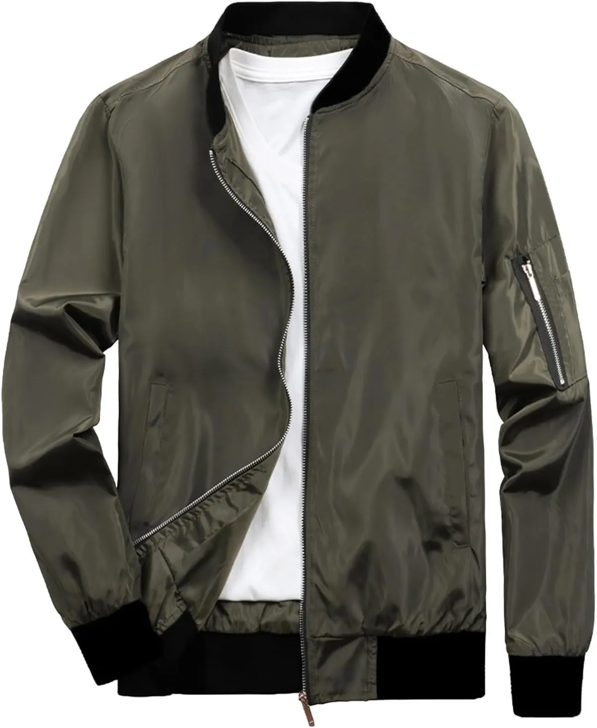 SUWBMHWE Men's Rain Jacket Waterproof Breathable Raincoat Stand Collar for Outdoor Hiking Traveling Cycling Windbreaker