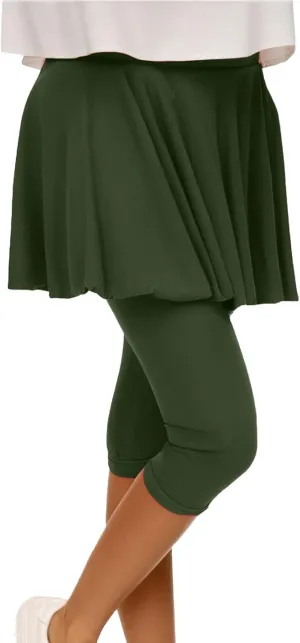 Tennis Skirted Leggings for Women Yoga Athletic Tummy Control Skort Golf Pickleball Capri Leggings with Ruffle Skirt