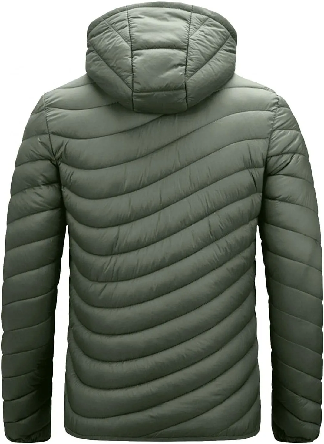 Thatrich Mens Lightweight Puffer Jacket with Hood Removable Hooded Jacket Zip Up Long Sleeve Water-Resistant Winter Outerwear