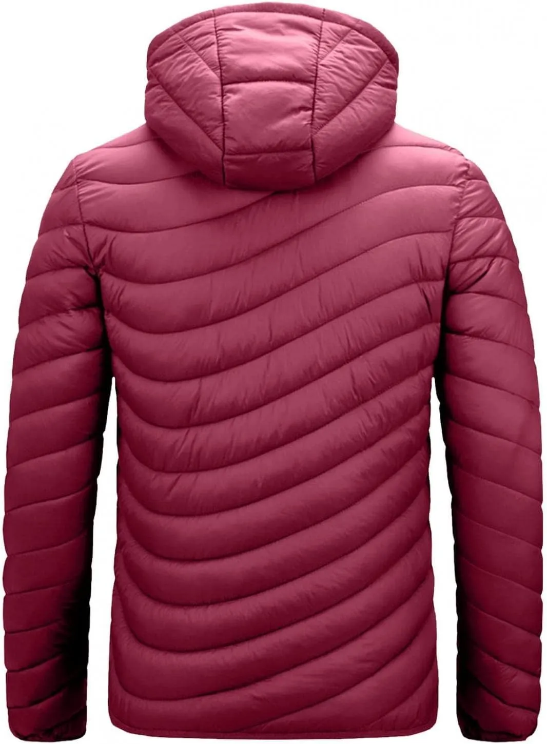Thatrich Mens Lightweight Puffer Jacket with Hood Removable Hooded Jacket Zip Up Long Sleeve Water-Resistant Winter Outerwear