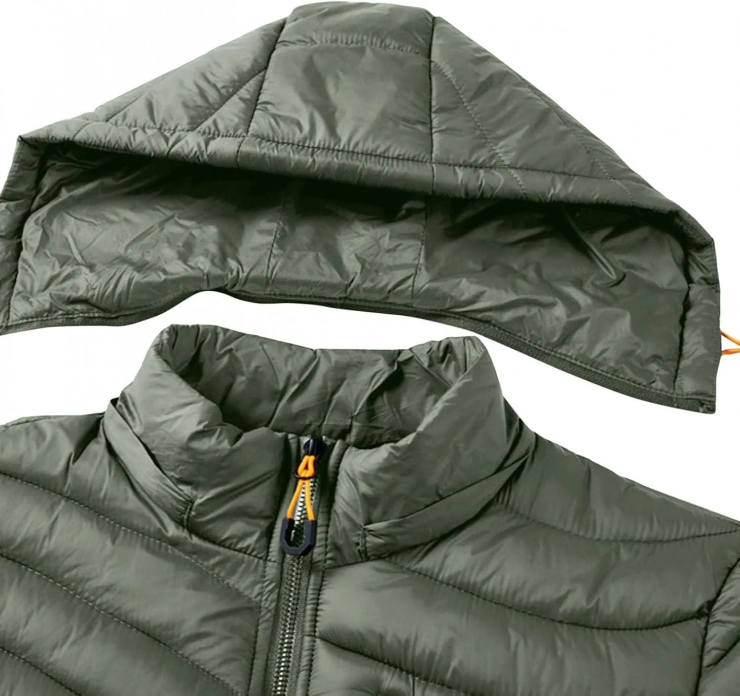 Thatrich Mens Lightweight Puffer Jacket with Hood Removable Hooded Jacket Zip Up Long Sleeve Water-Resistant Winter Outerwear