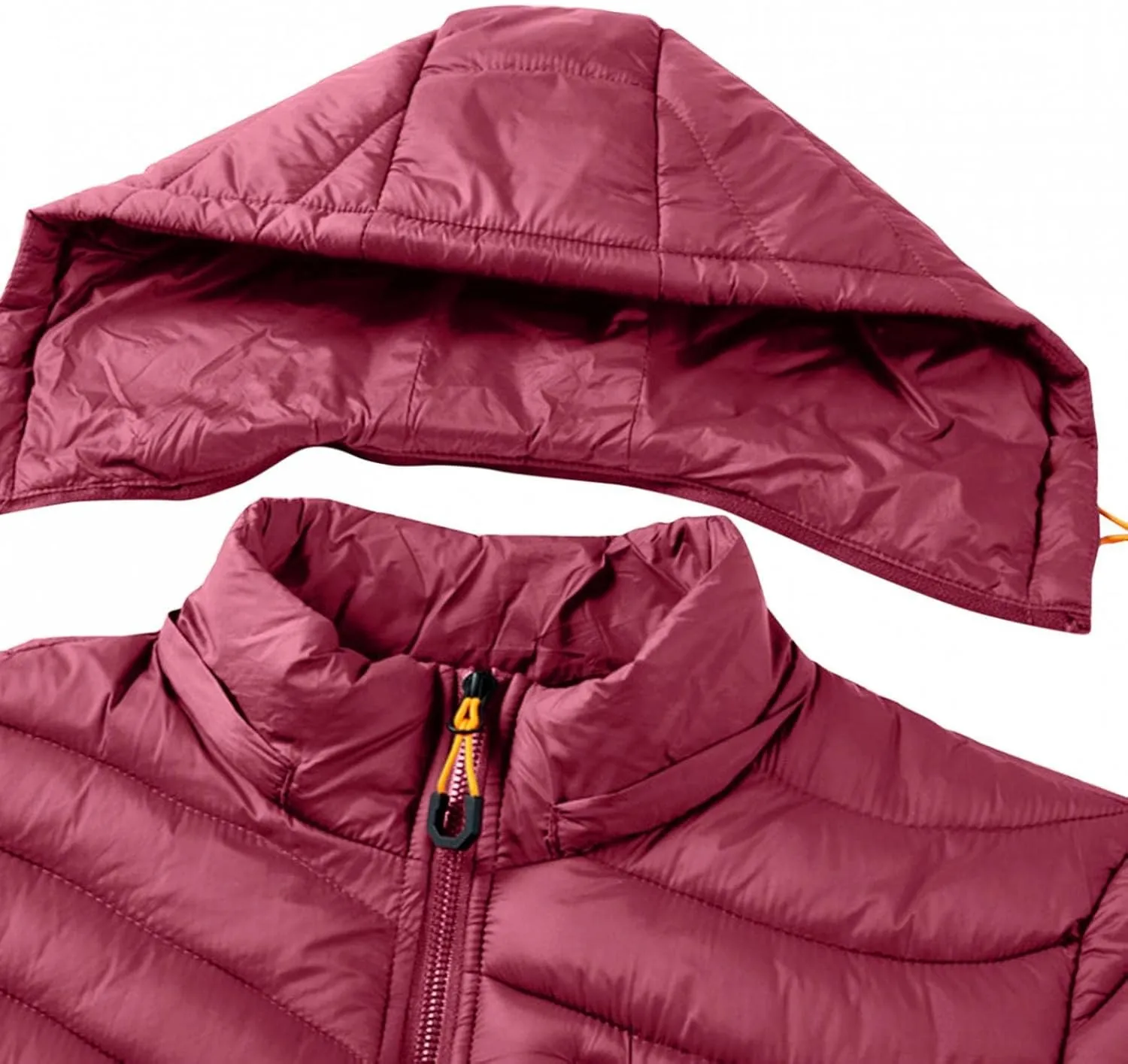 Thatrich Mens Lightweight Puffer Jacket with Hood Removable Hooded Jacket Zip Up Long Sleeve Water-Resistant Winter Outerwear