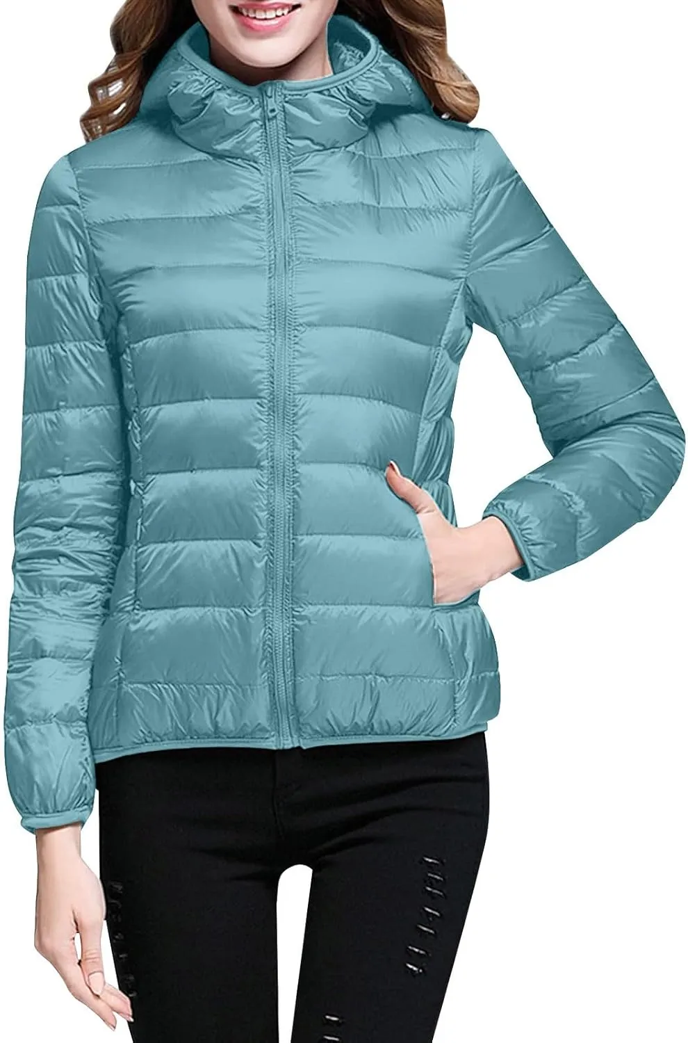 Thickened Down Alternative Jacket Windproof Winter Coat with Recycled Insulation Winter Slim Short Hooded Warm White