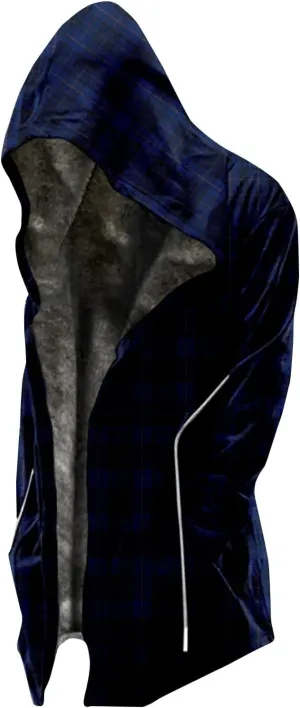 Thickened Zipper Winter Jackets With Hood Plaid Print Long Sleeve Plus Size Heavyweight Warm Fleece Jacket, M-6XL