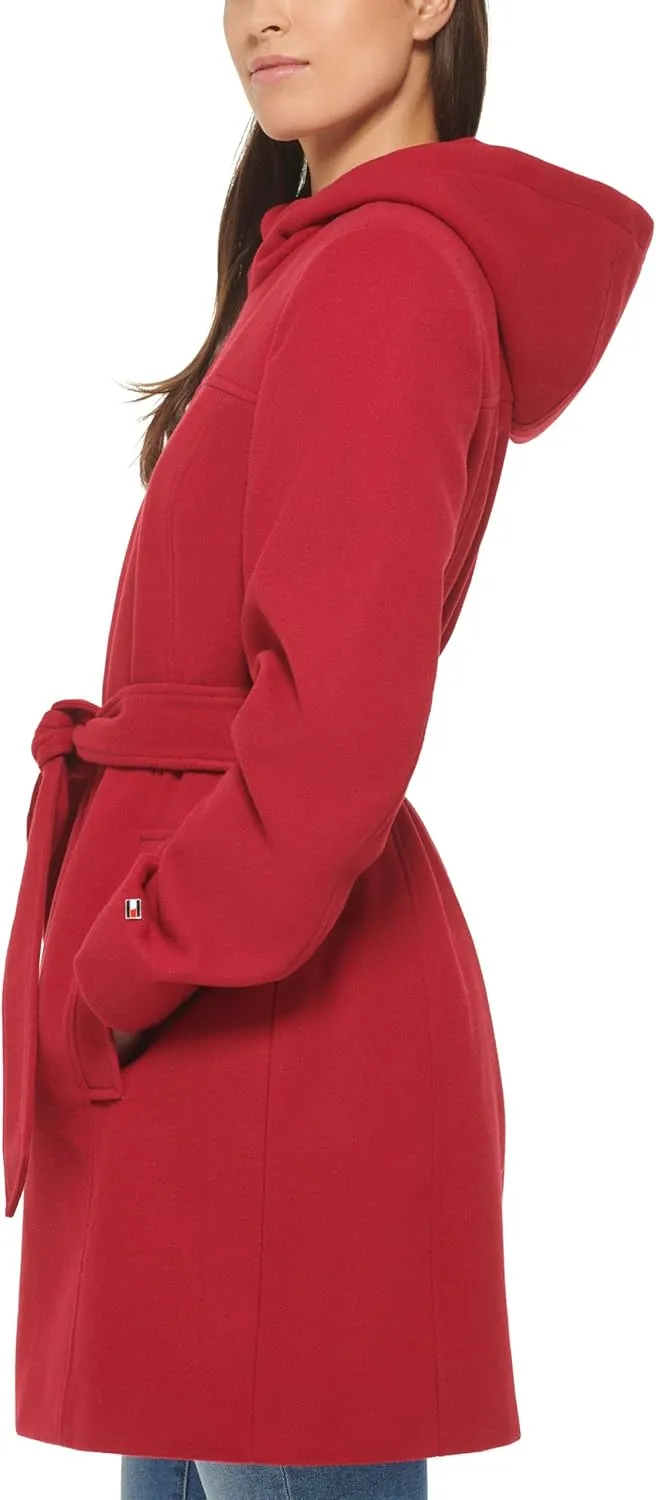 Tommy Hilfiger Women's Belted Zip Up Wool Coat