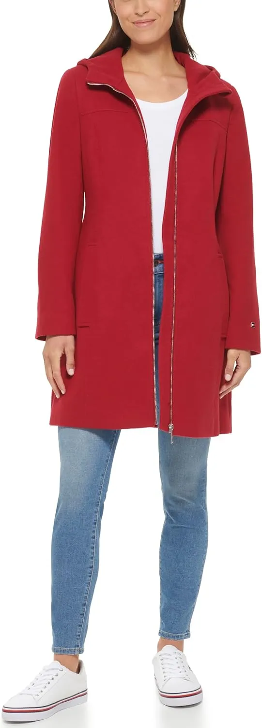 Tommy Hilfiger Women's Belted Zip Up Wool Coat