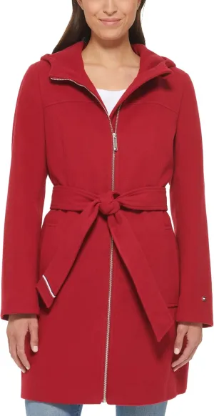 Tommy Hilfiger Women's Belted Zip Up Wool Coat