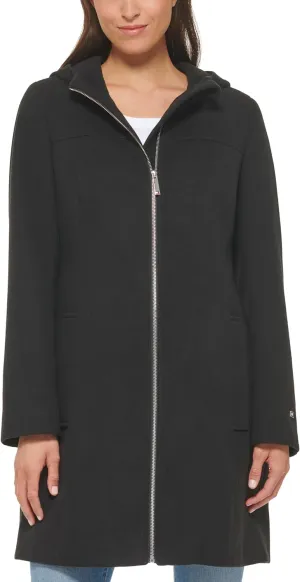 Tommy Hilfiger Women's Belted Zip Up Wool Coat