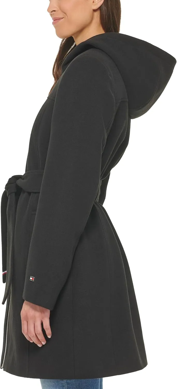 Tommy Hilfiger Women's Belted Zip Up Wool Coat
