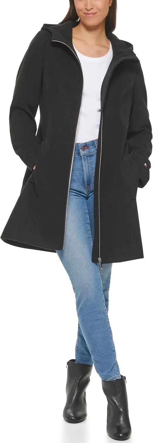 Tommy Hilfiger Women's Belted Zip Up Wool Coat