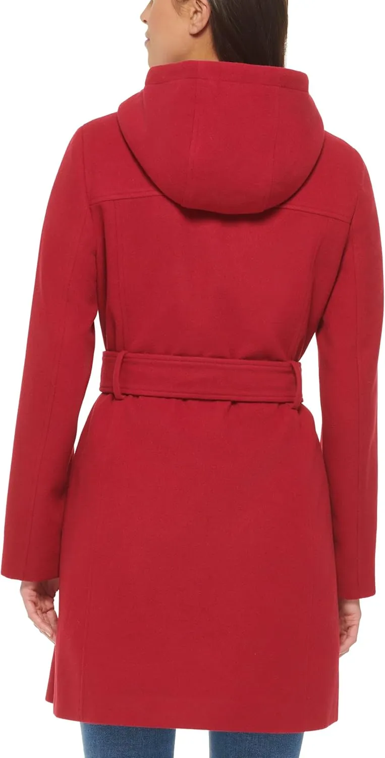 Tommy Hilfiger Women's Belted Zip Up Wool Coat