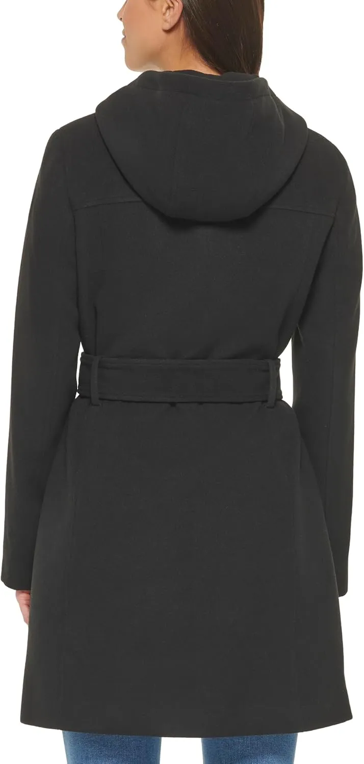 Tommy Hilfiger Women's Belted Zip Up Wool Coat
