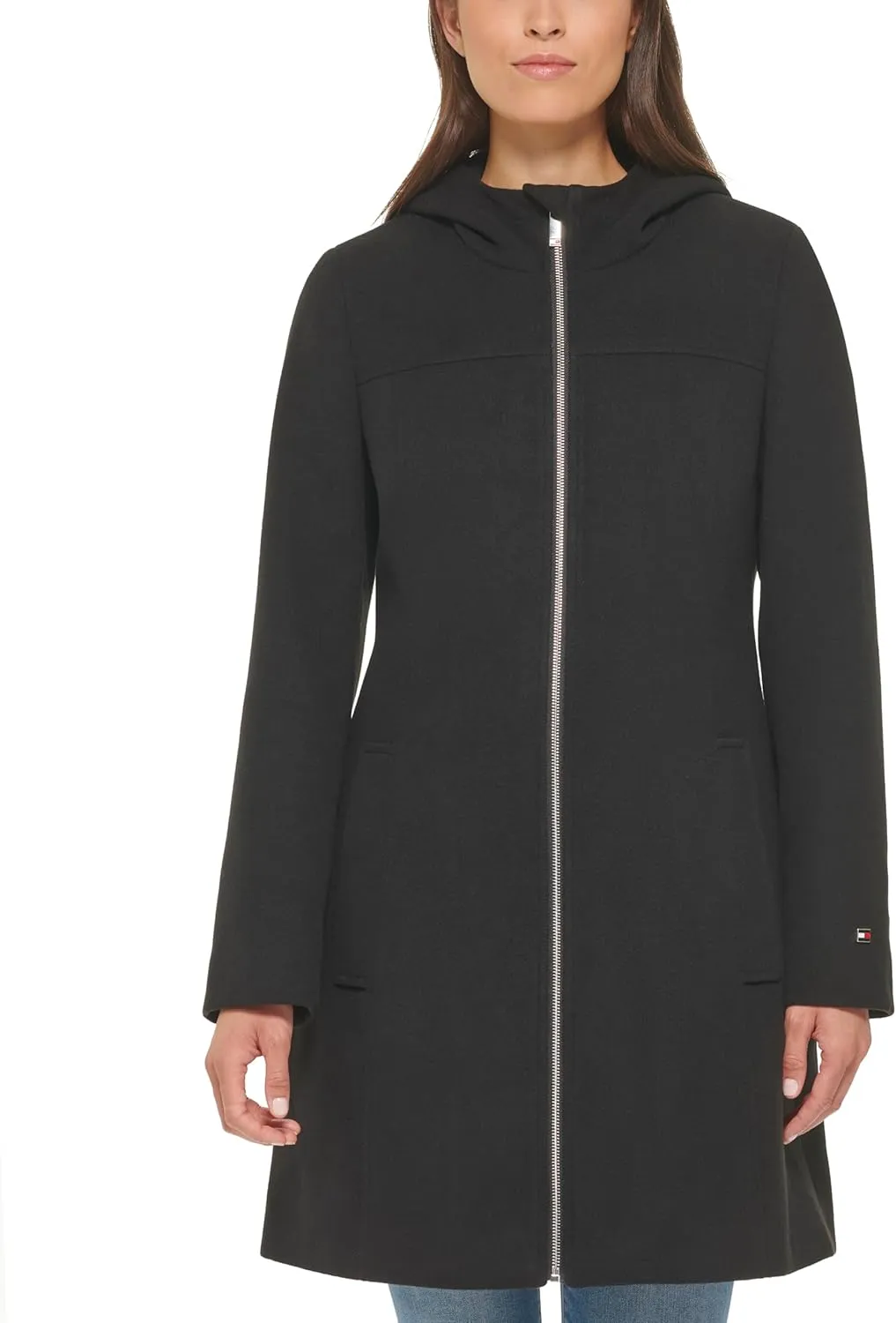 Tommy Hilfiger Women's Belted Zip Up Wool Coat