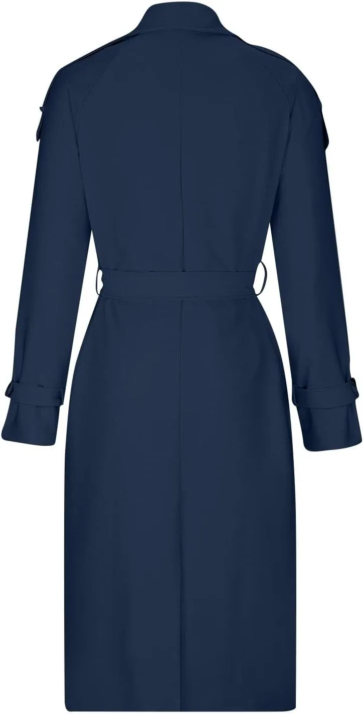 Trench Coat For Women 2024 Winter Trendy Pea Coats Double Breasted Fall Fashion Lapel Collar Outerwear Long Jacket
